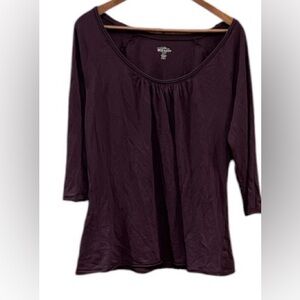 Old Navy Perfect Fit Women's Scoop Neck 3/4 Sleeve Top - Deep Plum Size XXL